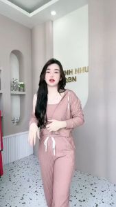 Set Bộ Nữ 3 Món Thun Gân Đũa Áo Hai Dây+Áo Khoác Có Nón Kèm Quần Suông Thời Trang Giá Rẻ Nhất Sale Ngay Tại Lazada