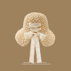 WEIAI | Lace Beach Hat Womens Style 2025 New Summer Vacation Sun Protection UV Protection Large Brim Straw Hat Casual Round Top