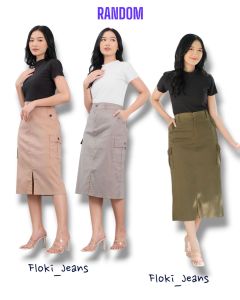 Rok Pendek Jeans Wanita A-Line Higwaist Jumbo Muat Bb Sampai 80kg Rok Pendek Belah Depan Wanita Kekinian