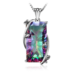 Vintage Multicolor Mystic Quartz Pendant Necklace Jewelry for Women Elegant Bridal Birthday Gift for Her Sparkling Statement