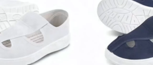 ESD Cleanroom Shoes 4 poles design/ PU material/White and Blue Color