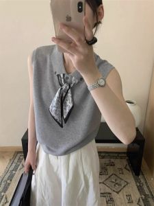 HUOLISI | Polo Collar Sleeveless Knit Vest Lightweight