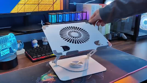 [Local Seller] Foldable Laptop Stand w Cooling Fan 360 Rotating Notebook Mounting Adjustable Holder Metal