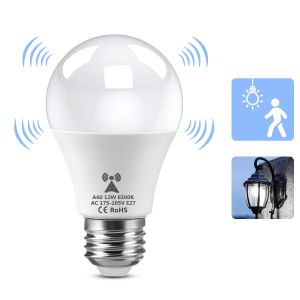 220V E27 12W LED Light Bulb Microwave Radar Motion Detector Lamp with Light Sensor Auto On/Off for Home Stair Hallway