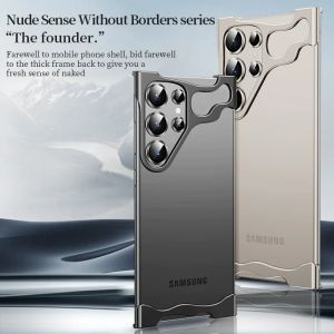 [JLK] Metal Frameless Titanium Alloy Phone Case for Samsung S24 Ultra S23 Plus S23+ S24+ Metal Shaped Lens Protective Film Antidrop Protective Case