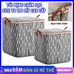 Giỏ Đựng Chăn Màn Quần Áo Họa Tiết Sọc Size TO 100L - Túi Đựng Chăn Mền Có Dây Khéo Chổng Bụi Tiện Lợi - Hộp Đựng Quần Áo Chăn Màn Đồ Lót Chống Nước Chắc Chắn Có Thể Gọn