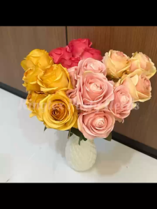 Belle Rose Artificial Flower 7 Heads High Quality 43cm Handle Bouquet for Bridal Wedding Home Decor Party Ornaments