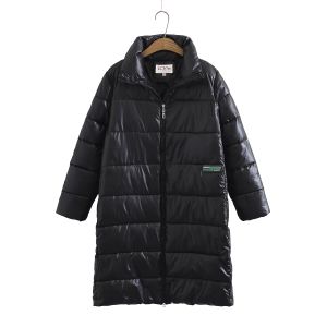 เรียบหรู ยาวถึงเข่า ผ้าฝ้าย เสื้อโค้ท พร้อม ปกตั้ง และงานเย็บปะติดปะต่อสําหรับ พลัสไซส์ ผู้หญิง หนาขึ้น ฤดูใบไม้ร่วง ฤดูหนาว เสื้อโค้ท