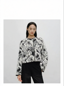 Designer Wool Blend Texture Jacquard Jacket