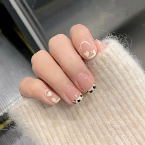 MONLEYTA | Handmade Nail Art Stickers Autumn Winter Collection Short To Medium Length False Nails Gel Look Natural Nail Tips Manicure