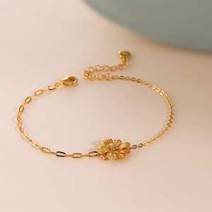 Chow Sang Sang 周生生 999 Pure Gold MINTYGREEN Flower Bracelet for Women 18cm 94533B Price-by-Weight 2.99g Gold
