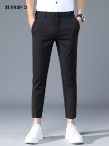 กางเกงลำลองผู้ชายผ้าไหมน้ำแข็ง กางเกงขายาวทรงตรงหลวมๆ สำหรับฤดูร้อน ทรงบาง ทรงสปอร์ต เอวกลาง ทรงหลวม กางเกงขายาวทรงเก้าส่วน