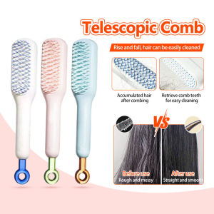 One-Pull Cleaning Hair Comb Scalp Massage Brush Anti-Static Retractable Hair Comb Women Curly Straight Thick Hair 伸缩按摩梳