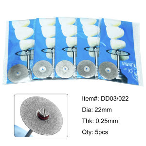 5pcs Dental Lab Diamond Disc 0.25mm Ultra-thin Double Side Sand Porcelain Grit Disk Cutting Tool Dia 22mm Diamond Polisher
