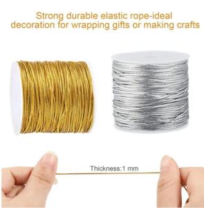 1mm 100meters Gold Silver Cord Rope Silver Stretch Ribbon Elastic Cords Elastic Rope for Gift Craft Making Gift Wrapping