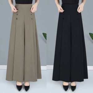 Fashionable Versatile Wide Leg Skirt Pants Womens Ice Silk Summer Cool Loose Big Swing Pants High Waist Slimming Personality Womens Pants