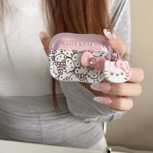 Sanrio | Earphone Case For Airpods 1 2 3 4 Pro 2 3 Cute Cartoon Sanrio Hello Kitty Bow Wireless Bluetooth Headset Hard Protective Cover