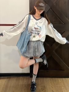 Váy Ngắn Cotton Phong Cách Mỹ Cổ Điển Họa Tiết Hoa Họa Tiết Kẻ Caro Dáng Rộng Cho Nữ Mùa Xuân Hè Đa Năng Váy Ngắn Cotton Nguyên Chất