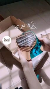 Hluru Kalimba 21 key and 17 Key Ocean Dolphin Thumb Piano Solid Wood Ocean Whale