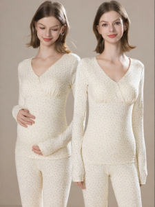 Mom Jane | Warm Nursing Maternity Set Padded Breast Cotton Flannel