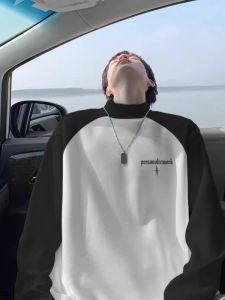 Double-Sided Fleece Mens Long Sleeve Thermal Underwear Top Thickened Warm Base Layer Loose Fit Fashionable T-Shirt for Autumn Winter