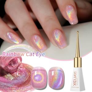 XEIJAYI 1pc 15ML Pink Cat Eye Nail Gel Polish Semi Permanent Nail Art Soaking UV LED Nail Salon DIY Gel Varnish with Sparkles