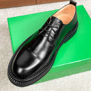 Mens Casual Leather Shoes Thick Bottom High Rise BT Inner Design round Toe Rubber Outsole Leather Insole Casual Fashion