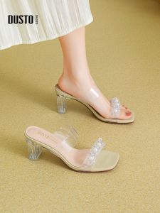 DUSTO | Transparent Crystal Heel Sandals High Heels Female