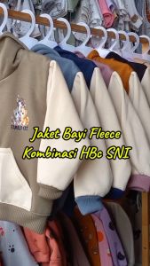Jaket Bayi Anak Fleece SAKU Resleting Kupluk Kepala KOMBINASI HBc SNI Size 6-18 Bulan ZJK13
