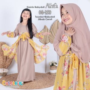 Baju Muslim Anak Perempuan Cutetrik Set Gamis Anak Bonus Jilbab