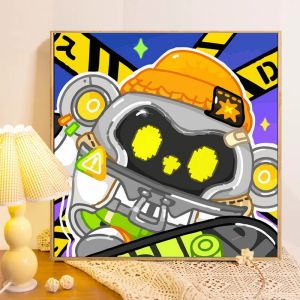 Digital Painting Kit for Kids Cartoon Shark Color by Number Handmade Coloring Graffiti Decorative Oil Paint on Canvas Frame