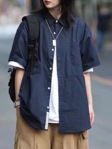 Áo Sơ Mi Nam Tay Ngắn Dáng Rộng Màu Trơn Phong Cách Nhật Bản Cổ Điển Mùa Hè Thời Trang Thương Hiệu Cityboy Áo Khoác Ngoài Đa Năng
