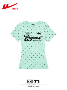 Warrior | Mint Green Polka Dot Short Sleeve Fitted Sweet T-Shirt Cotton