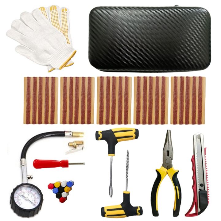 Car Tire Repair Kit Tubeless Tyre Puncture Repair Kit Studding Tool Set