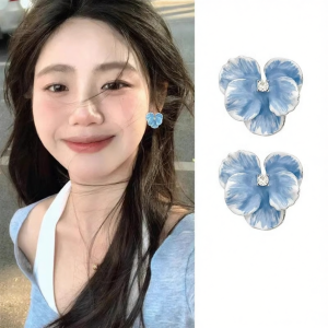 French Blue Flower Earrings 2026 New Hit S925 Sterling Silver