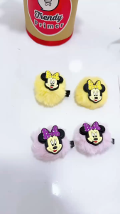 Jepit rambut bebek bulu Minnie Mouse isi 12 pcs