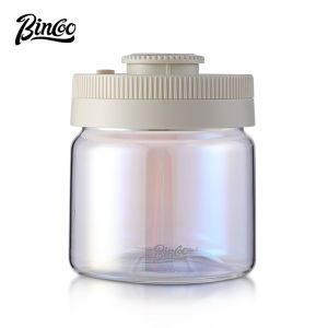 BINCOO Coffee Storage Jar Glass Vacuum Sealed Canister 400/600/800/1200ML