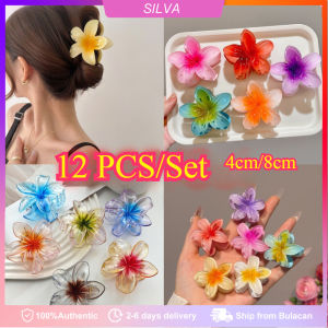 12pcs/pack Hawaiian Plumeria Colorful Flower Hair Clip Beach Hairpin Clamp for Women Girl Hair Accessories