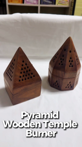 SI Pyramid Wooden Temple Burner Use for Charcoal Incense Resin Crystal Cleansing Box Incense Cone Burning