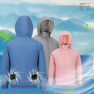 Hiking Outdoor Summer USB Electric fan cooling Jackets men Air Conditioning Fan Clothes USB Pure Cotton Heatstroke Proof Coat