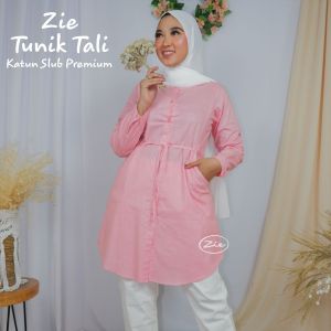 Tunik Tali Zie Bahan Katun Slub Premium