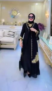 Singgalang Fashion//(COD)//Gamis Abaya Turkey/ Abaya Arab Hitam Jersey Mix Ceruti Bordir Mote Swarosky Turkey Model OUTER 1631 Terbaru