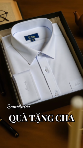 Áo Sơ Mi Nam Công Sở Trung Niên Thương Hiệu Anton Dài Tay Vải Cotton Trắng Trơn Có Túi Ngực - XA12