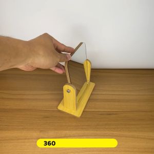 PSD - Wooden Mirror 360 Degree Portable Adjustable Table Desk Mirror