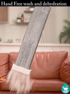 Oasis Home 32cm Squeeze Slim Scratch Flat Mop Wash for Floor Magic 2in1 Lazy Mop Lantai Modern House Cleaner Self-Wash/Squeeze 360 Dust Mop LotzBuy