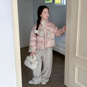 Girls Thickened White Duck down Winter Coat Childrens Warm Outerwear National Style Fashionable Coat for Girls Ages 5-13