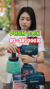 Máy phun sơn dùng pin BOSSUN BS-SP1000X Công suất 450W Dung tích 1000ml Chân pin phổ thông