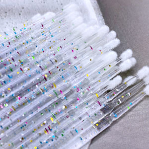 แปรงปัดมาสคาร่าแบบใช้แล้วทิ้ง 100 ชิ้น ไมโครบรัชสำหรับปัดขนตา กำจัดคราบมาสคาร่า ไมโครบรัชสำหรับต่อขนตา อุปกรณ์แต่งหน้า