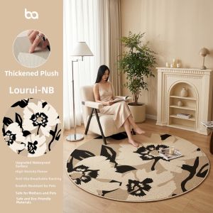 BEIAISI | Cream Blue Circular Living Room Carpet