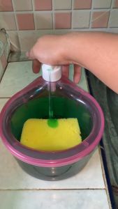 MS Tempat Sabun Bulat 1000ml + Spons Cuci Piring 2in1 Dispenser Sabun Cair